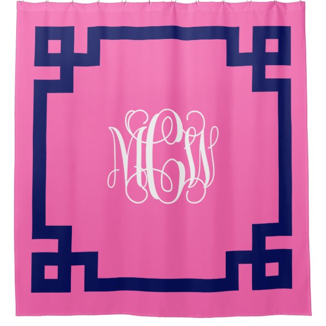 Hot Pink Wt Vine Monogram DIY BG & Greek Key Frame (Front)