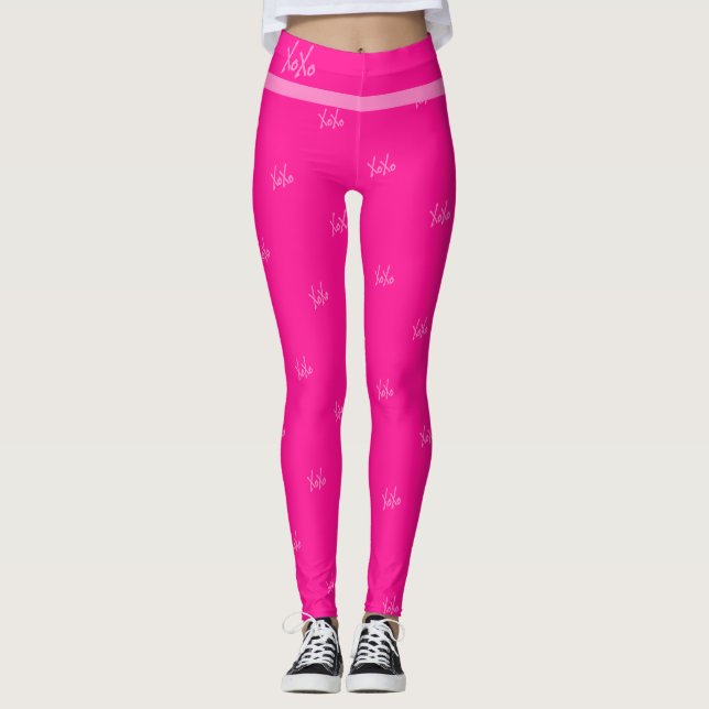 Hot Pink XOXO Typography Leggings (Front)