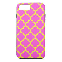 Hot Pink Yellow Moroccan Quatrefoil Pattern #5