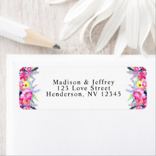 Hot Pink & Yellow Spring Floral Return Address