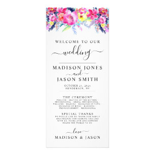 Hot Pink & Yellow Spring Floral Wedding Program