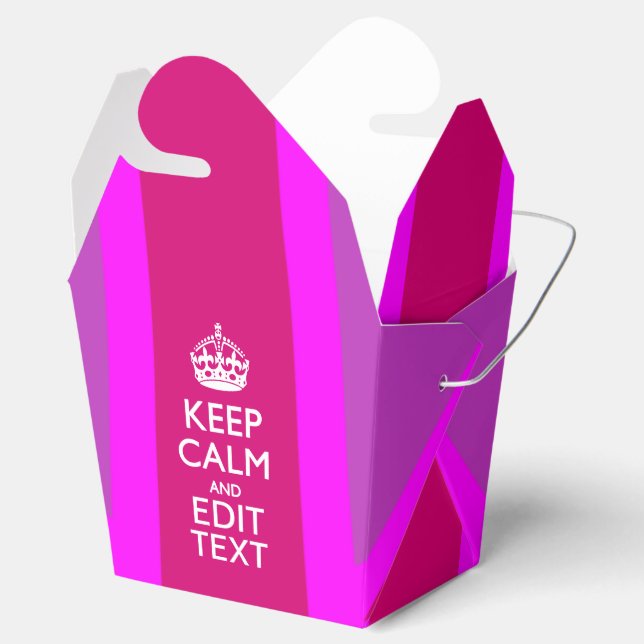Hot Pink Your Keep Calm Edit Text Union Jack Favor Box (Opened)