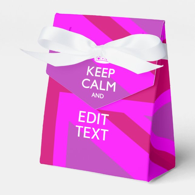 Hot Pink Your Keep Calm Edit Text Union Jack Favor Box (Front Side)