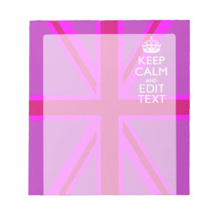 Hot Pink Your Keep Calm Edit Text Union Jack Notepad