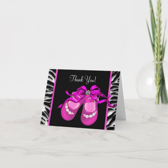 Hot Pink Zebra Baby Girl Thank You (Front)