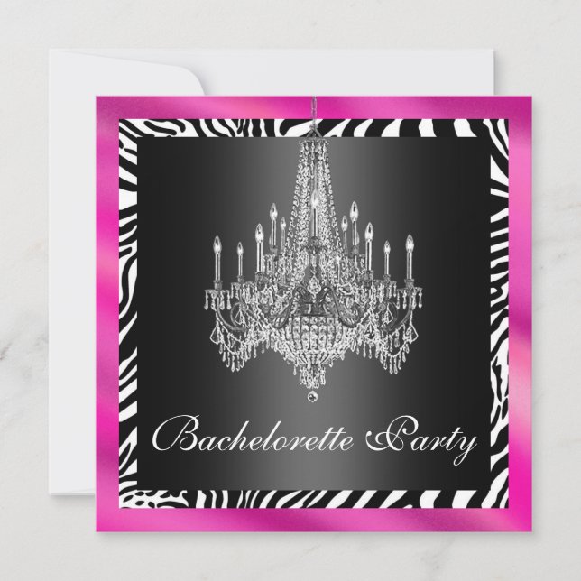 Hot Pink Zebra Bachelorette Party Invitation (Front)