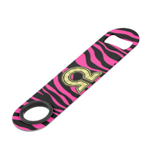 HOT PINK ZEBRA GOLD OMEGA BAR KEY