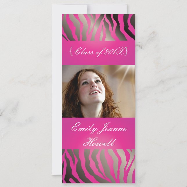 Hot Pink Zebra/Graduations Party Invitations (Front)