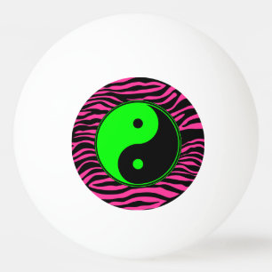 HOT PINK ZEBRA GREEN YIN-YANG PING PONG BALL