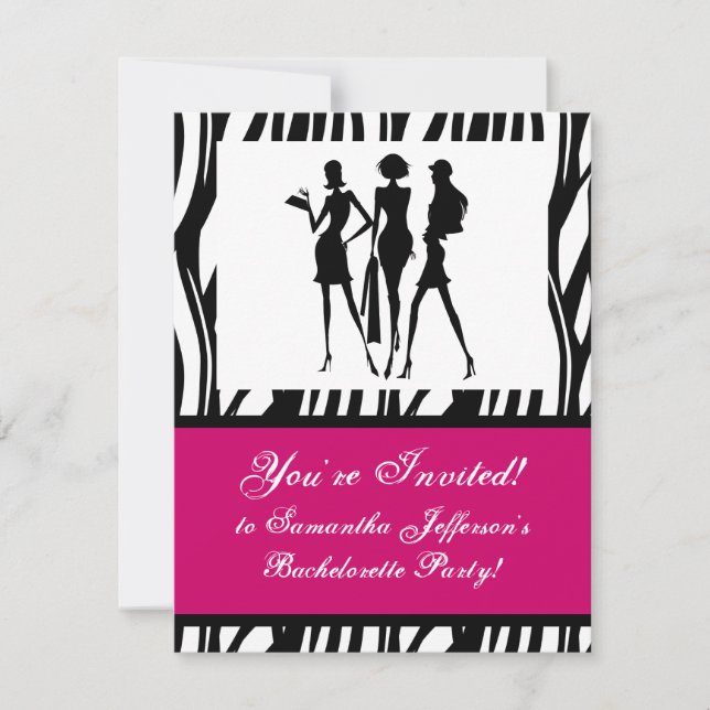 Hot Pink Zebra Party Invitation (Front)
