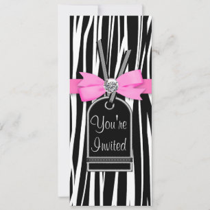 Hot Pink Zebra Party Invitation Template