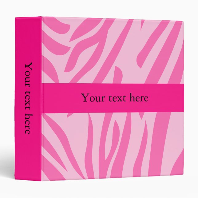Hot Pink Zebra Print Binder (Front/Spine)