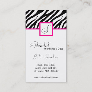 Hot Pink Zebra Print Personalize Business Card