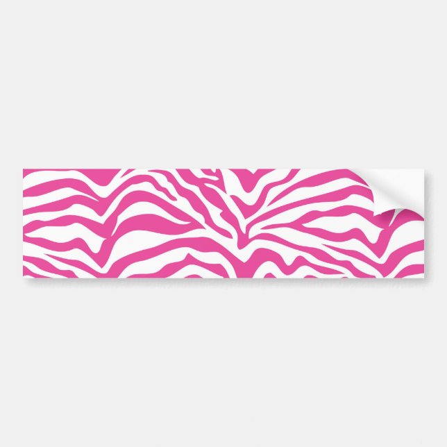 Hot Pink Zebra Print Wild Animal Stripes Novelty Bumper Sticker (Front)