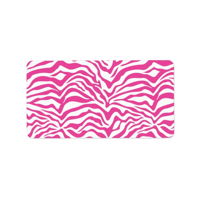 Hot Pink Zebra Print Wild Animal Stripes Novelty Label (Front)