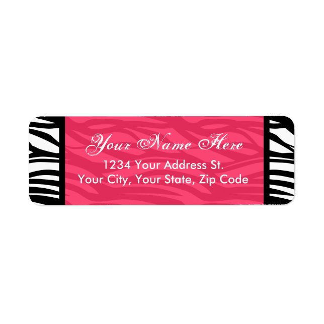 Hot Pink Zebra Return Address Labels (Front)