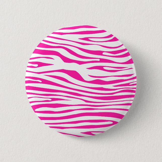 Hot Pink Zebra stripe pattern animal print 2 Inch Round Button (Front)