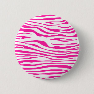 Hot Pink Zebra stripe pattern animal print 2 Inch Round Button