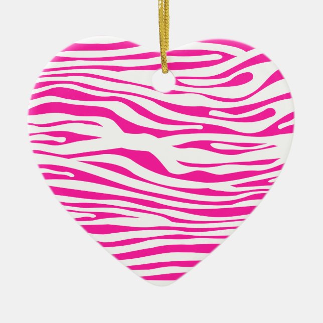 Hot Pink Zebra stripe pattern animal print Ceramic Ornament (Front)
