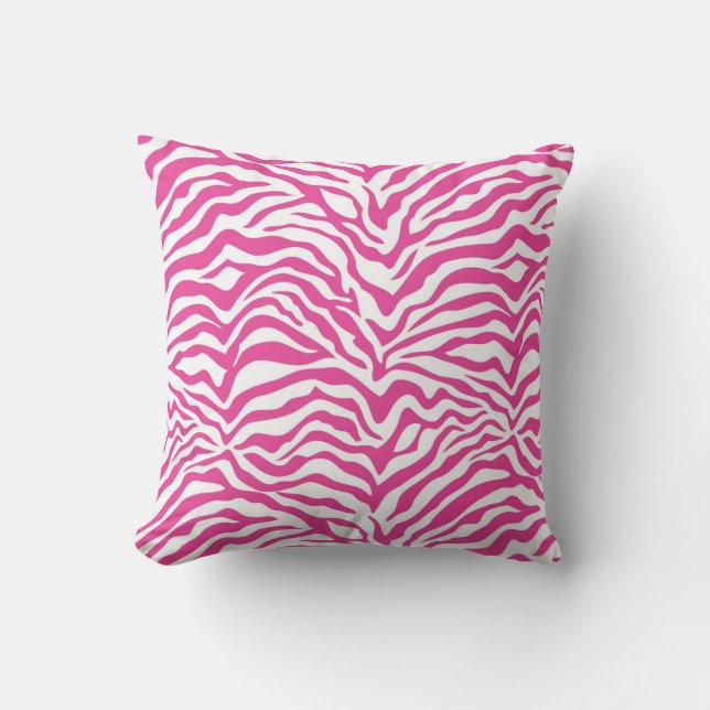 Hot Pink Zebra Stripe Throw Pillow (Front)