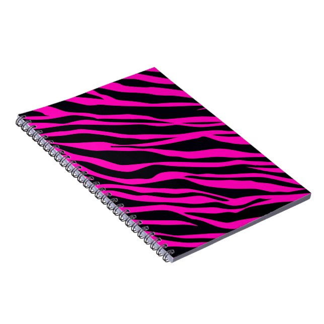 Hot Pink Zebra Striped Notebook (Right Side)