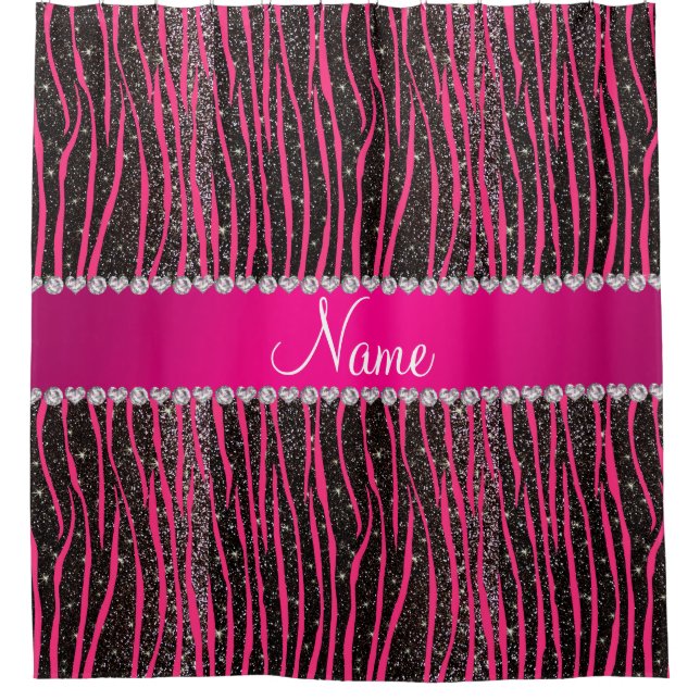 Hot pink zebra stripes black glitter pink stripe (Front)