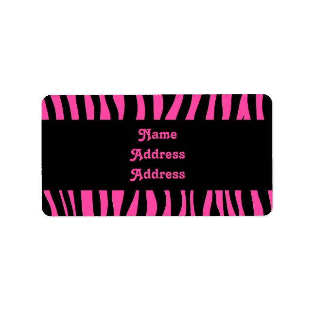Hot pink zebra stripes label (Front)