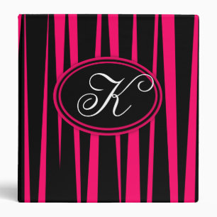 Hot PInk Zebra Stripes Monogrammed Binder
