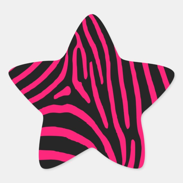 Hot Pink Zebra Stripes Star Sticker (Front)