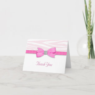 Hot Pink Zebra Thank You Cards
