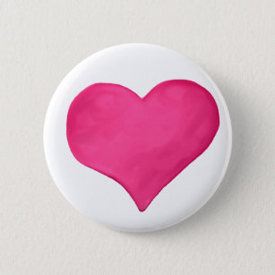 Hot Poink Watercolor Heart 2 Inch Round Button