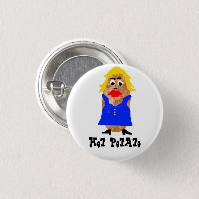 Hot Potato Lady, Funny 1 Inch Round Button (Front & Back)