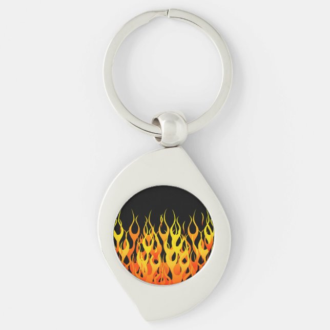 Hot Racing Flames Graphic Keychain (Front)