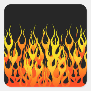 Hot Racing Flames Graphic Square Sticker