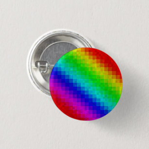 Hot Rainbow Mosaic Shimmer, 1 Inch Round Button