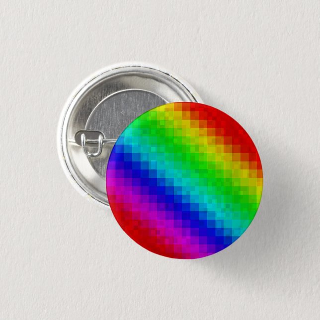 Hot Rainbow Mosaic Shimmer, 1 Inch Round Button (Front & Back)