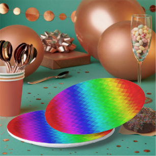 Hot Rainbow Mosaic Shimmer, Paper Plate