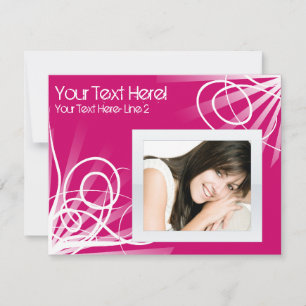 Hot Raspberry Pink / White Swirl Party Invitation