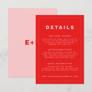 Hot Red and Pink Wes Anderson Inspired Detail Card
