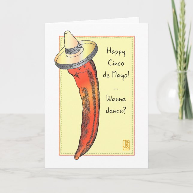 Hot Red Chili Pepper Cinco de Mayo Card (Front)