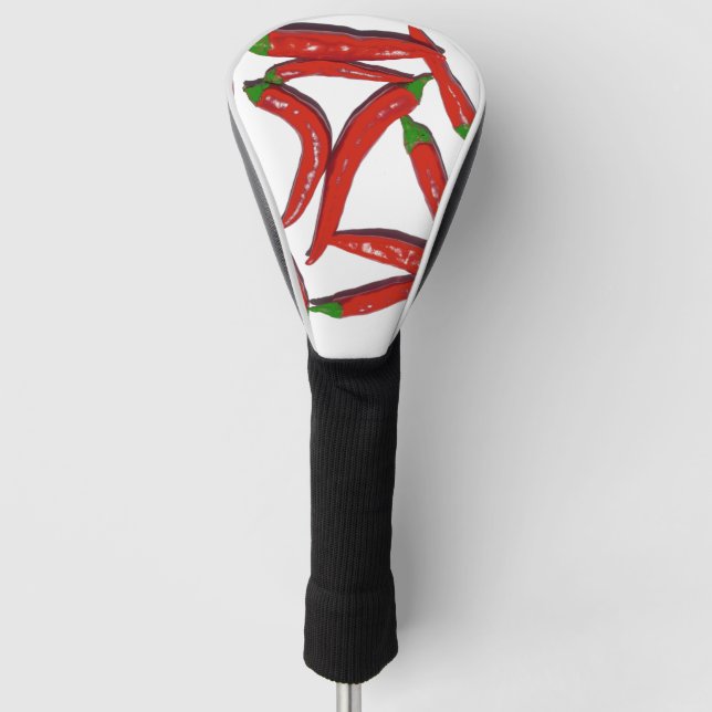 Hot Red Chili Pepper Peppers Spice Pattern  Golf Head Cover (Front)