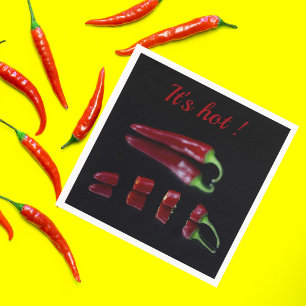 Hot red chili pepper with customizable text napkin
