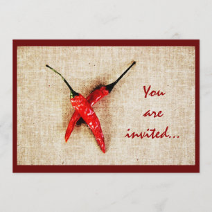 Hot red chili peppers barbeque invite