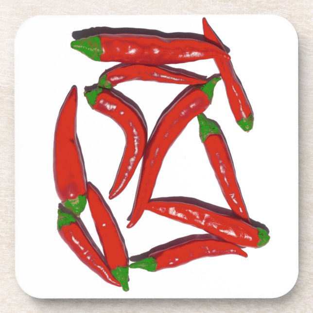 Hot Red Chili Peppers Pattern Coaster (Front)