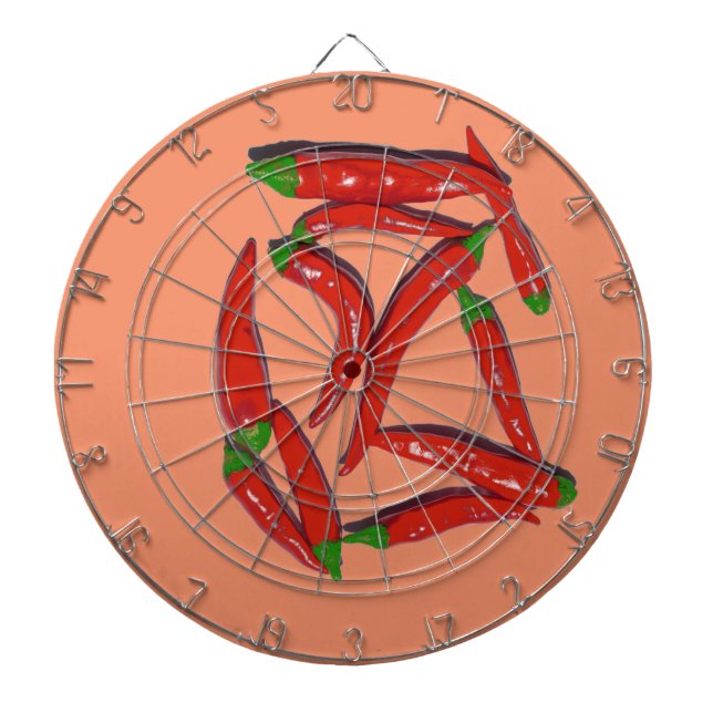 Hot Red Chili Peppers Pattern Dartboard (Front)