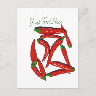 Hot Red Chili Peppers Pattern Postcard