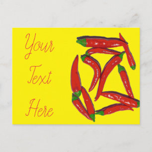 Hot Red Chili Peppers Pattern Postcard