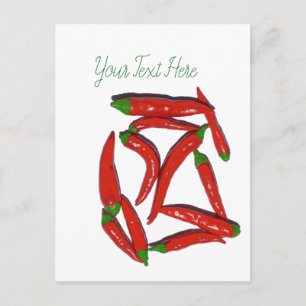 Hot Red Chili Peppers Pattern Postcard