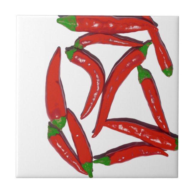 Hot Red Chili Peppers Pattern Tile (Front)