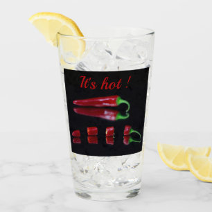 Hot red chili with customizable text glass